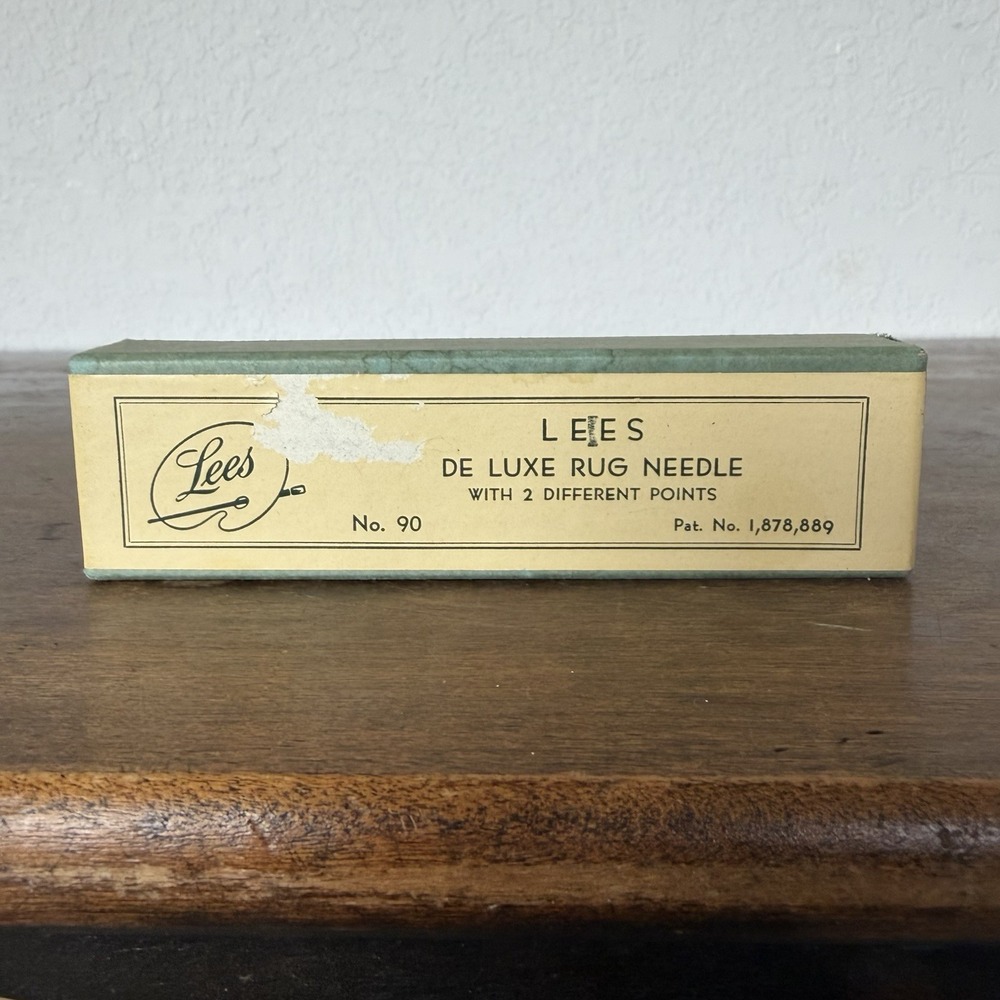 Vintage LEES‎ DE LUXE RUG NEEDLE  No. 90 Original Box + Instructions Mid Century